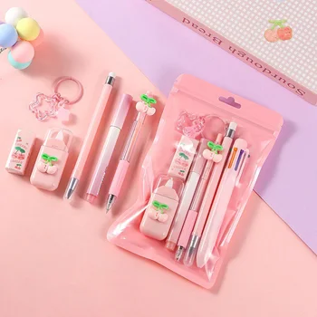 Kit di cancelleria scolastica colorata da 7 pezzi/set, set di nastri correttivi per penne a sfera per forniture per l'apprendimento degli studenti