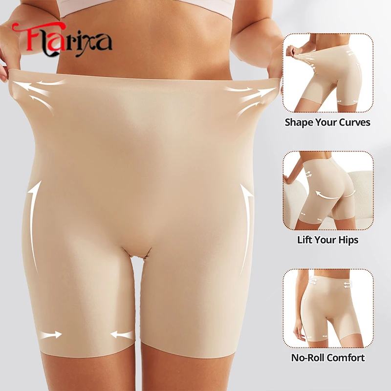 High Waist Shorts Flarixa High Waist Safety Shorts Anti Light for Women Anti Chafing Boxers Underwear Protective Panties Under Dress Cycling Pants