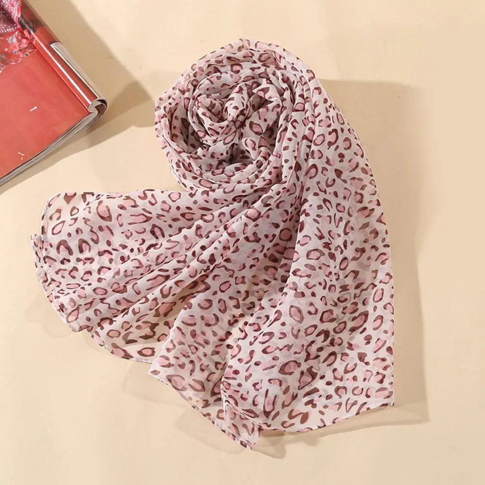 Frauen Leopard Print Chiffon Schal Schals Mode Frauen Weiche Lange Schals Gedruckt Multifunktions Winter Damen Stil Seidenschal – Detail 6