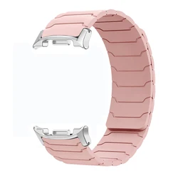 Magnetic Silicone Sports Band - Universal Smartwatch Strap Bracelet - Galaxy Ultra 47mm (Pink silver)