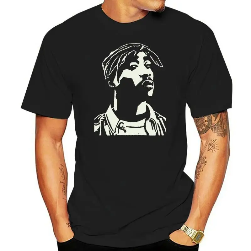 

Tupac Face T-Shirt, Famous Face Design Hiphop King Embroidered Tee Top New Brand-Clothing T Shirts Hip-Hop Simple Splicing