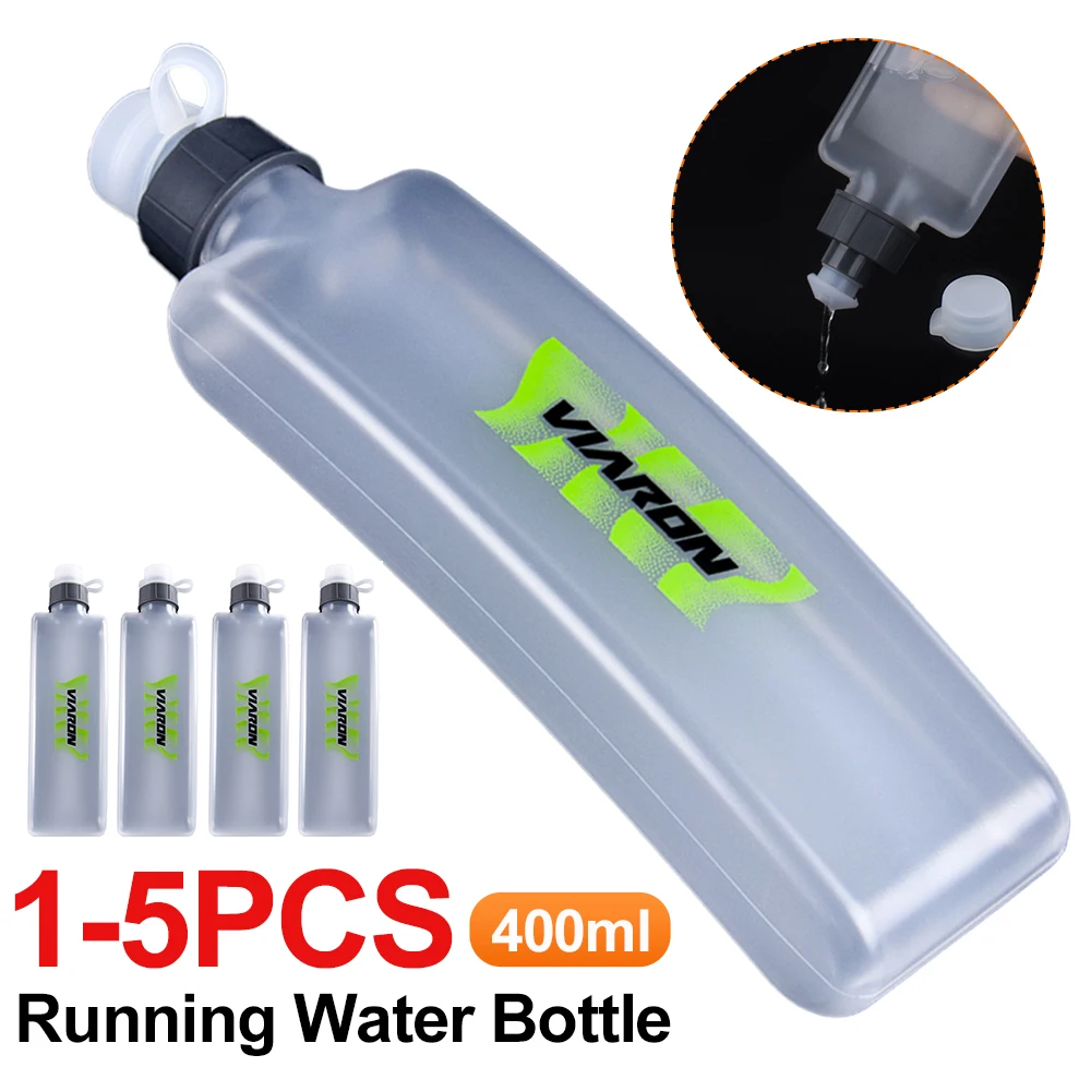 Sports Water Bottle 350ml Running Water Bottle Flat Kettle Portable Bicycle Hiking Fitness Water Bag with Dust Cover Marathon Outdoor Drinkware portable water bottle sports water bag