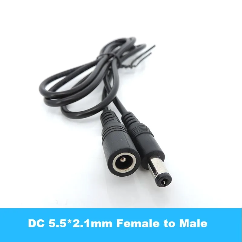 

Female to Male Plug CCTV DC Power Cable Extension Cord Adapter 12V Power Cords 5.5mmx2.1mm For Camera Power Extension Cord