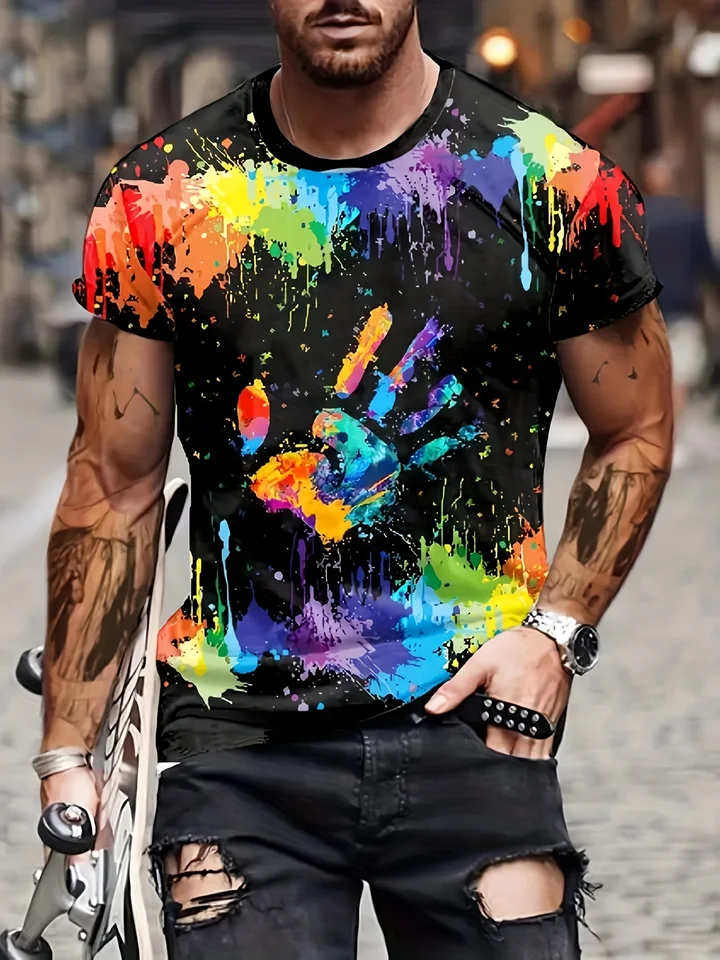3D Manga Corta Suelta Cuello Redondo Camisas Unisex De Ocio De Moda De Manga Corta 3D
