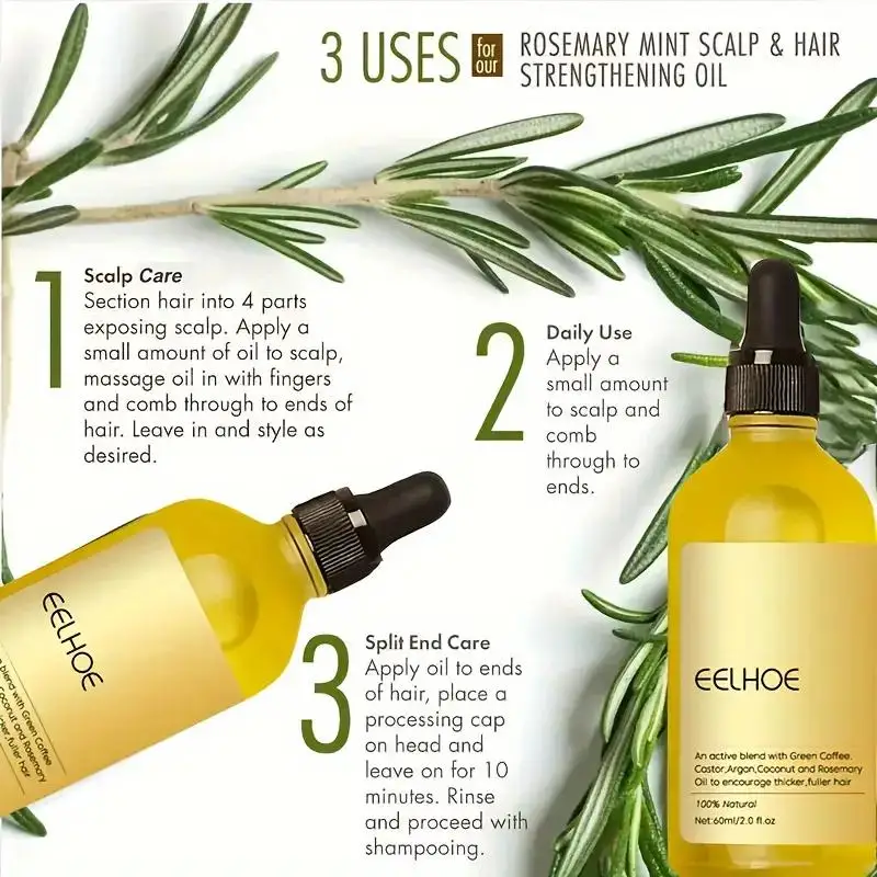 Rosemary Hair Care Essential Oil, Hair Care, Smooth Hair, Gentle Nourishing and Glossy Care Oil