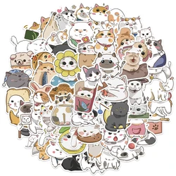 10/30/62PCS Kawaii Round Face Cat Sticky Graffiti Sticker Aesthetic Child PVC Phone Decorative Sketchbook Scrapbook for Kids