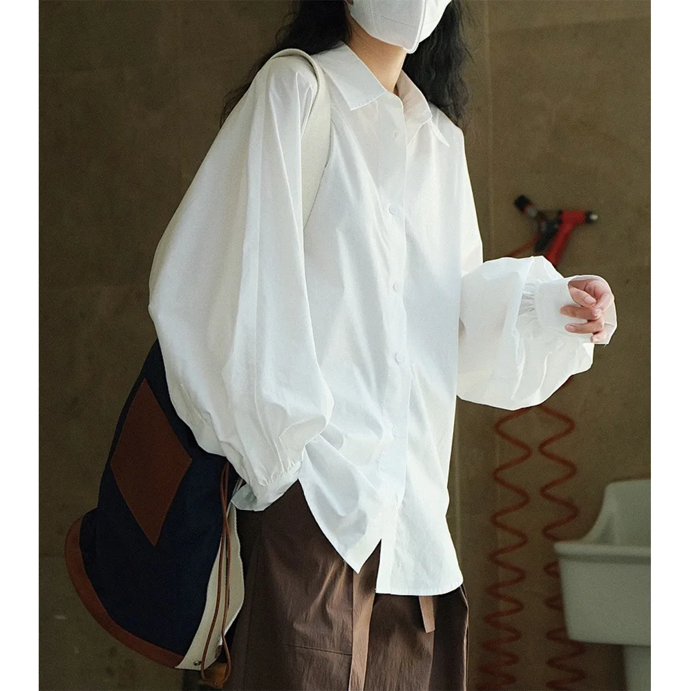 early-autumn-ladies-simple-lantern-sleeve-turn-down-collar-shirts-women's-long-sleeve-loose-slim-casual-blouses