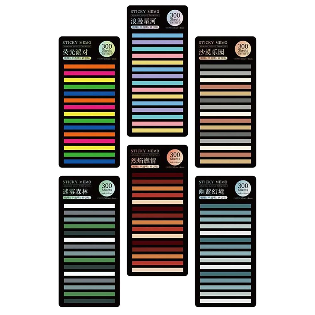 

6 Sets Colorful Sticky Notes Bookmarked Annotation Tabs Fluorescence Bookbaga Annotating The Pet Portable Notebook Strips