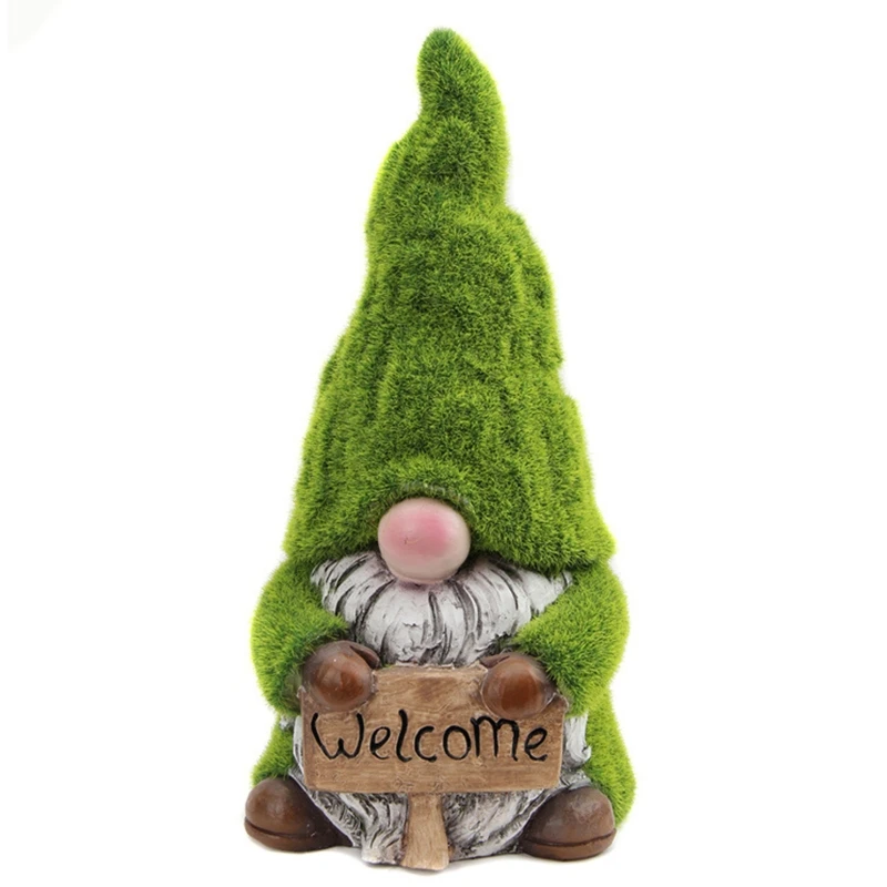 

Resin Gnome Welcome Figurine Miniature Garden Statue Flocking Dwarf Ornament for Home Outdoor Garden Lawn Drop shipping