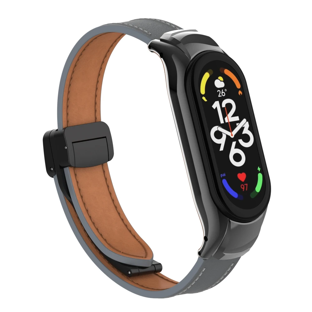 Premium Leather Magnetic Buckle Wristband for Smartwatch - Elegant Watchband Bracelet Accessory