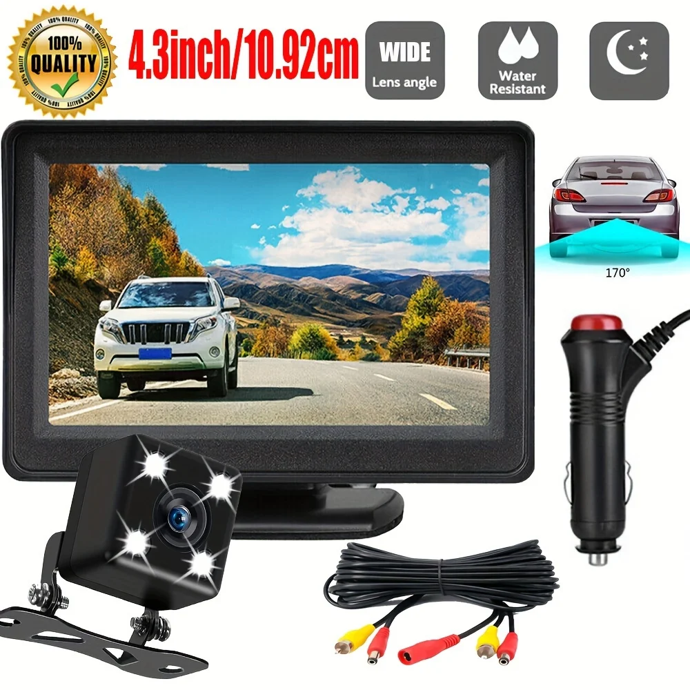 

Car Rear View Monitor Camera Kit TFT LCD Car Monitor, 4.3 Inch Screen Night Vision Reverse Backup Parking Assistance