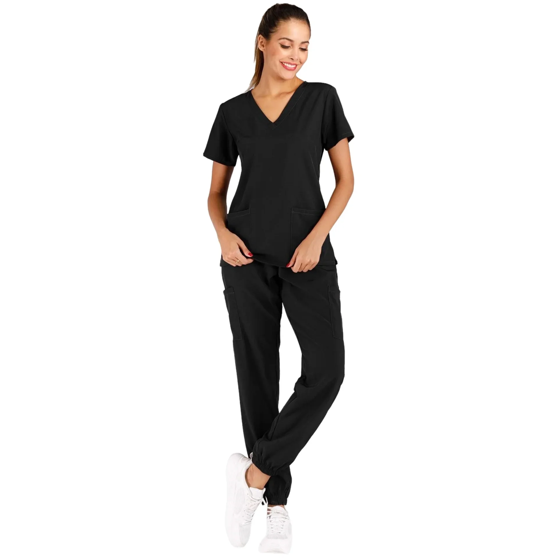 Anti-Wrinkle Soft Premium Fabric Polyester Rayon Spandex Washable Nursing Scrub Set for Womens Nursing Scrub Uniforms images - 6