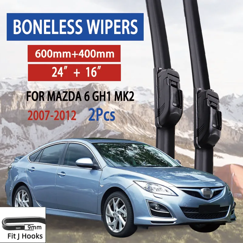 Für mazda 6 gh1 mk2 2007-2015 Auto wischer U-Typ Weich gummi ohne Knochen wischer HD leise langlebige Kfz-Wischer 24 "16"