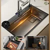 Nordic Stainless Steel Kitchen Sink for Restaurant Light Luxury Design Kitchen Sinks for Kitchen Simple Nano Three-hole Sink 1