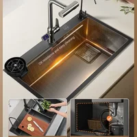 Nordic Stainless Steel Kitchen Sink for Restaurant Light Luxury Design Kitchen Sinks for Kitchen Simple Nano Three-hole Sink 1