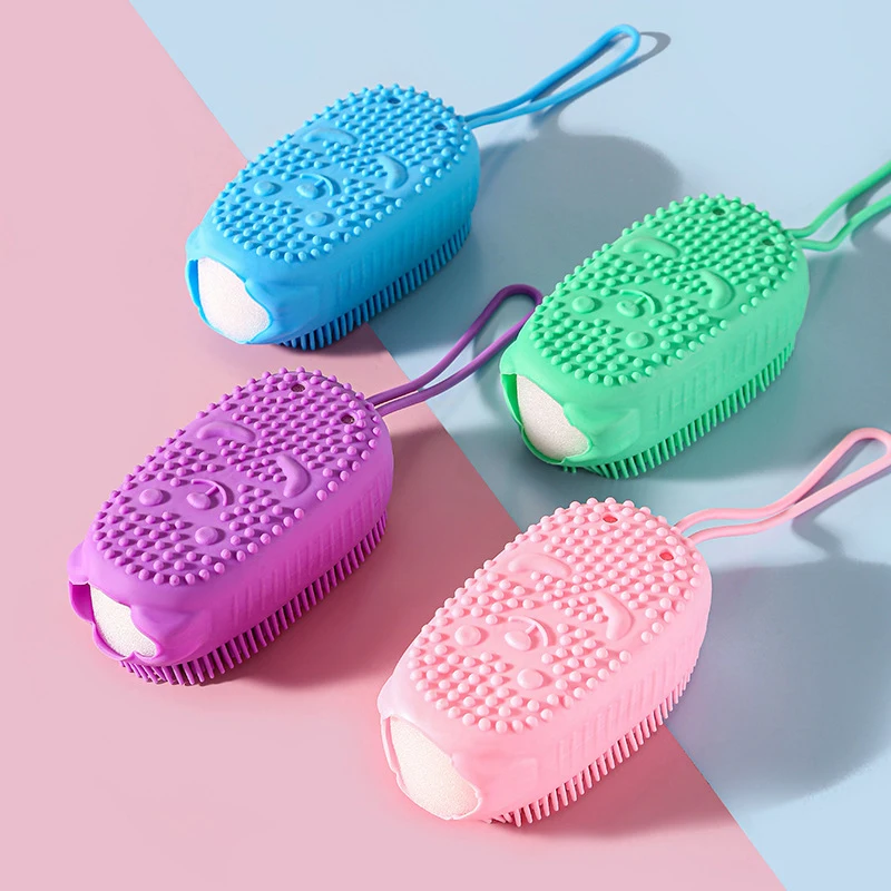 Silicone Body Scrubber Shower Exfoliating Scrub Sponge Bubble Bath Brush Massager Skin Cleaner Cleaning Pad Bathroom Accessories 2