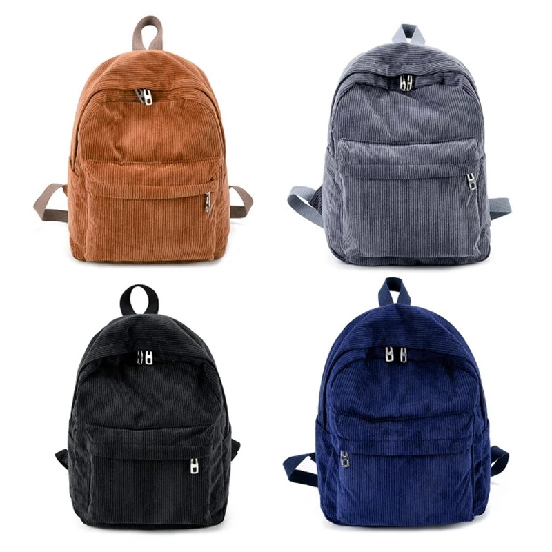 

Women Vintage Rucksack Corduroy Backpack School Bag Casual Computer Bookbag