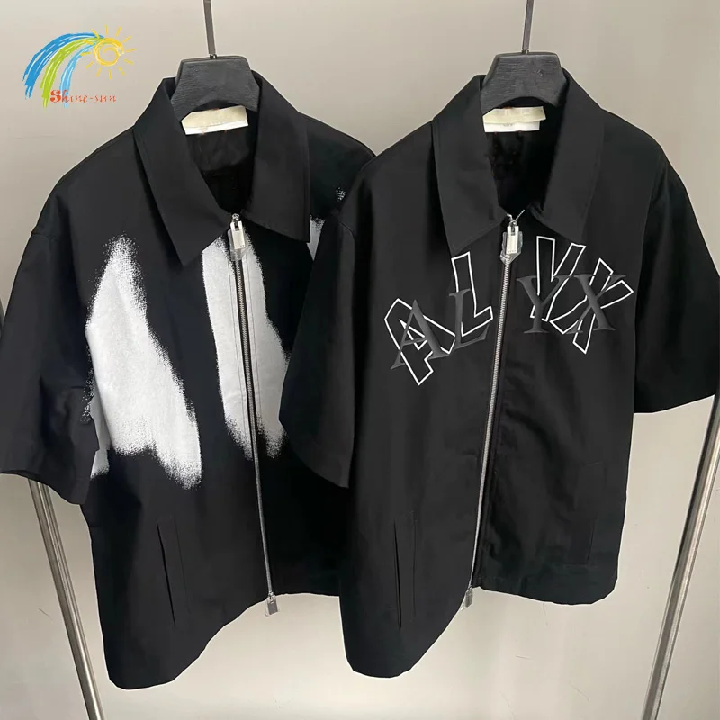 

23SS Graffiti Inkjet Logo 1017 ALYX 9SM Lapel Zipper Shirts Men Women Best Quality Streetwear Functional Oversized ALYX Shirt