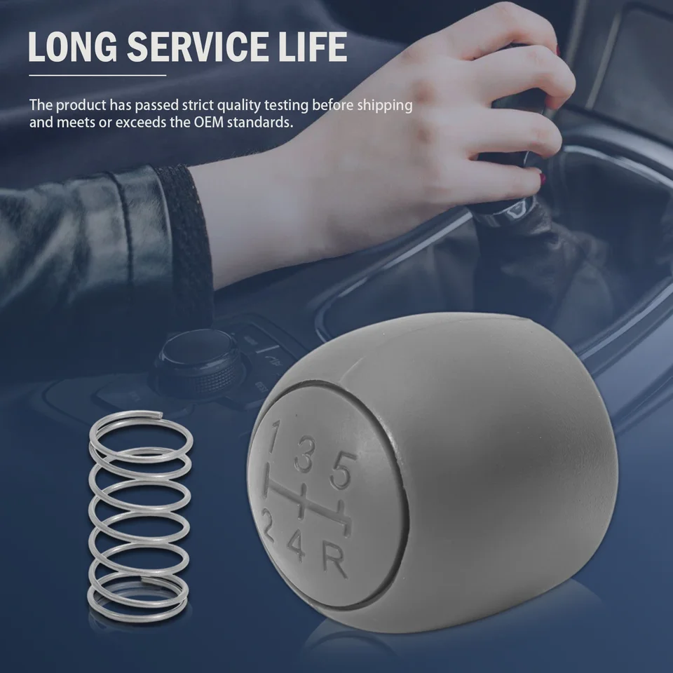 Gear Shift Knob For Fiat 500 & Panda (2003-2012) – 5-Speed Gray Knob With Engraved Pattern