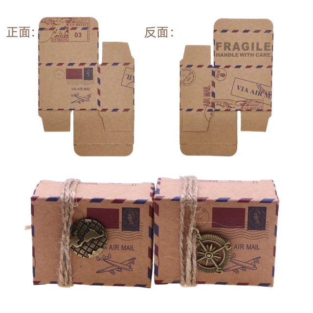 50 Scatoline Bomboniera Mini Valigia Kraft - Con Etichette E Spago Iuta - Per Matrimoni E Feste A Tema Viaggio - Foto 10