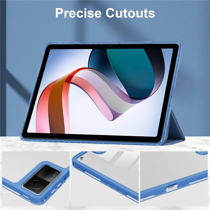 Tampa Inteligente Transparente do Couro do Plutônio para Xiaomi Redmi Pad Case Traseiro Luxuoso 10.61 2023 - Imagem 2