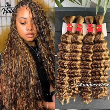 NABI Evidenzia fasci di capelli biondi miele onda profonda senza trama per trecce Boho fasci di estensione dei capelli umani al 100% per intrecciatura Boho