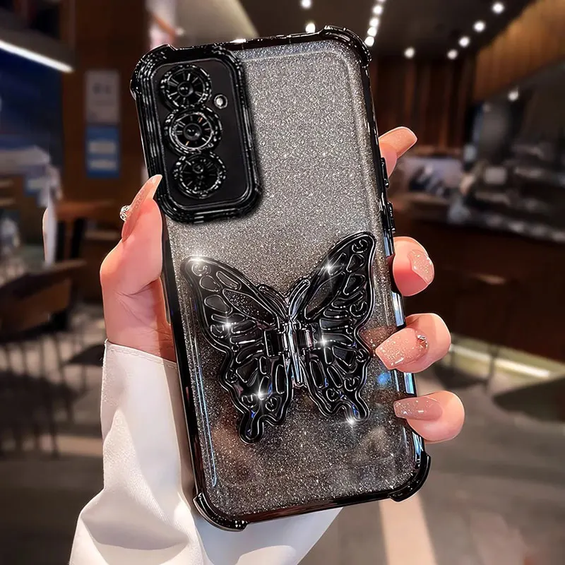 럭셔리 블링 케이스 나비 홀더 커버 (삼성 버디 4, 점프 3, 퀀텀 5, 4, A36, 14, 55, 25, 35, 16, A15, A06, A54 글리터 케이스)