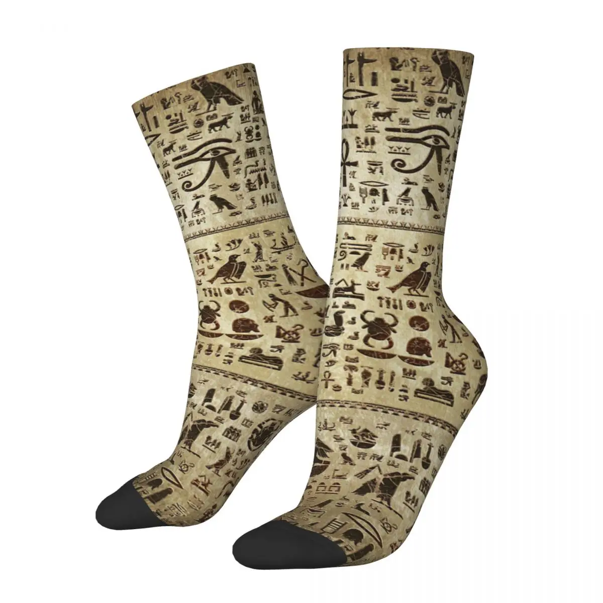 Ancient Egyptian Hieroglyphs - Vintage And Gold Adult Socks Unisex Socks Men Socks Women Socks anubis egyptian gold blue and red glass adult socks unisex socks men socks women socks