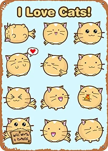 

I Love Cats Vintage Look Metal Sign Patent Art Prints Retro Gift 8x12 Inch