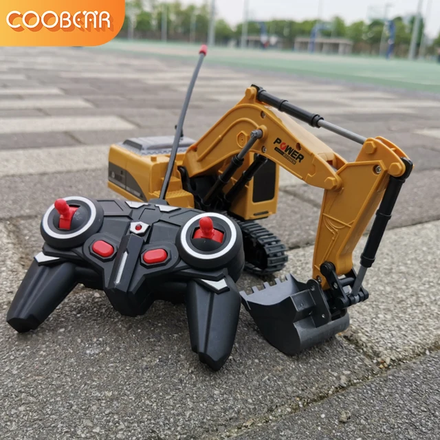 RC Excavator Bulldozer Toy 1:24 Truck Crane Electric Vehicle RTR Kid Gift Mini Remote Control Alloy Plastic Engineering Car Dump 4