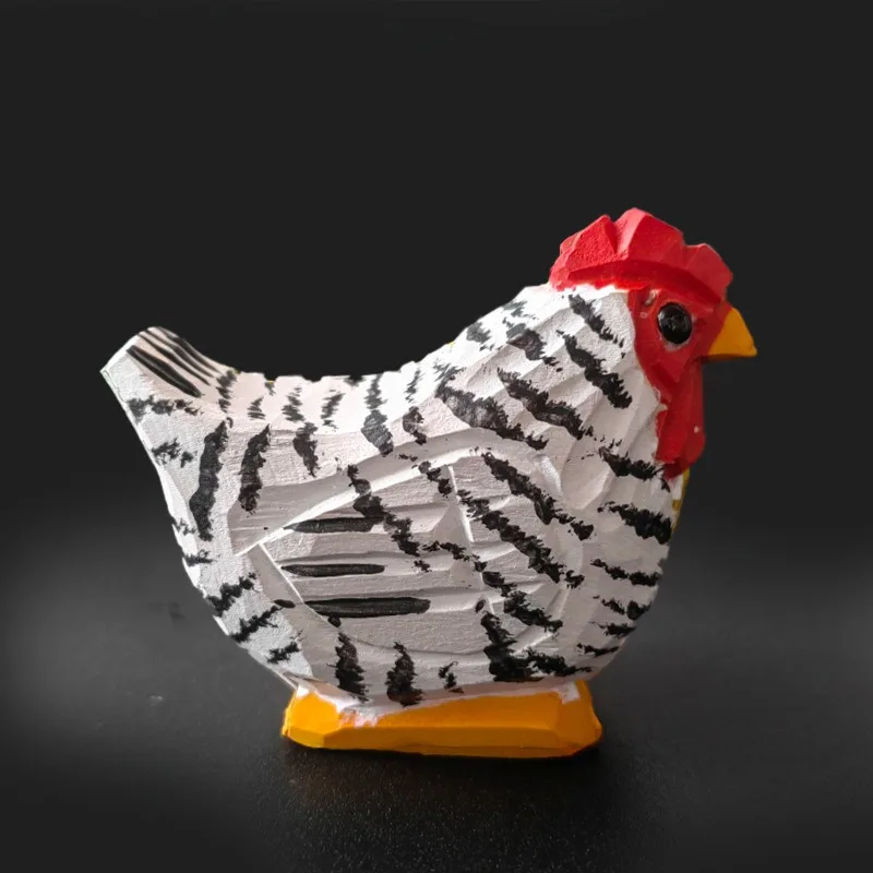 Handmade Wood Carved Rooster Figurines Creative Wooden Craft Painted Animal Art Decoration Desk Ornament Home Decor Unique Gift 3