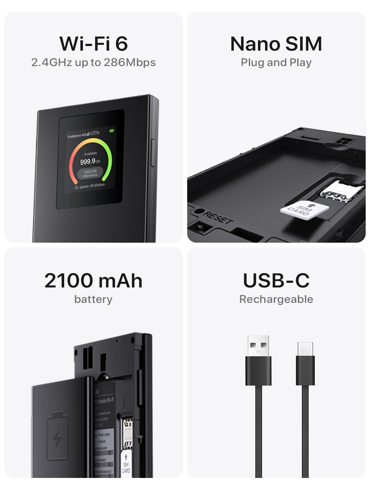 4G LTE Router Wireless Wifi Portable Modem Mini Outdoor Hotspot Pocket Mobile Wifi 286Mbps Sim CAT4 Card Slot Repeater 2100 MAh - 2