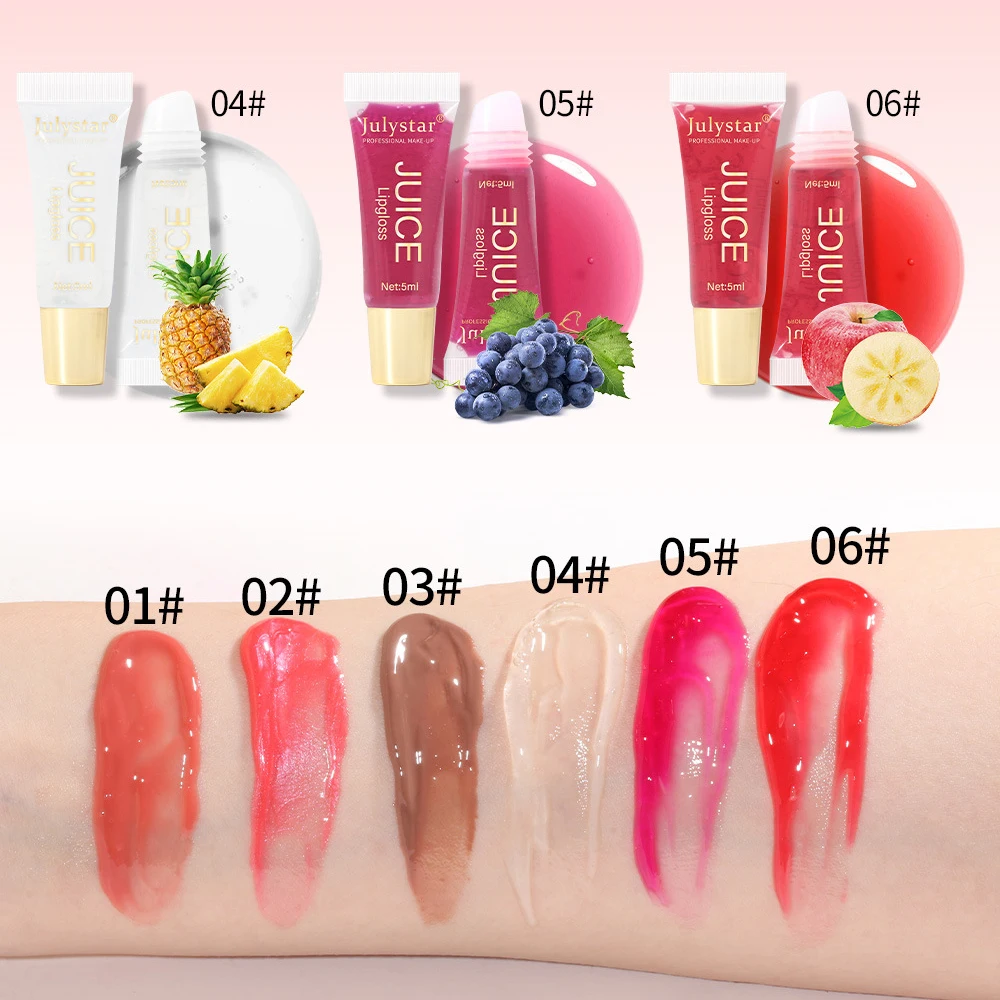 Glitter Plumping Lip Gloss Jelly Strawberry Moisturizer Fruit Lip Oil Transparent Fullness Lip Tint Gel Soft Tube Makeup LipCare 3