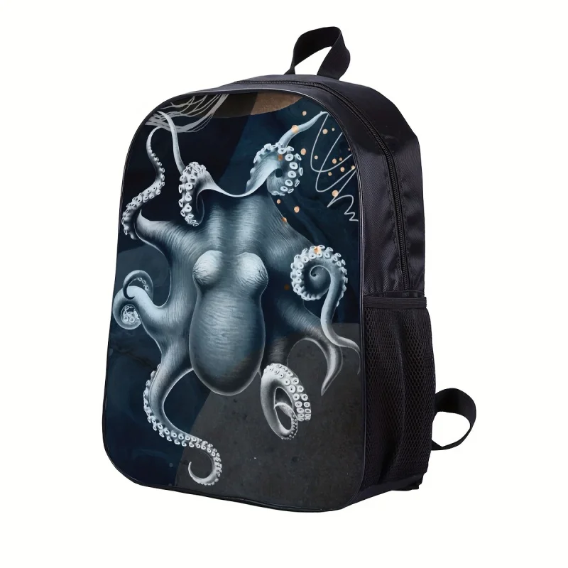 

1pc Fashion Personality Octopus Pattern Backpack, 3D Print Bag, Large Capacity Men's Backpack, Casual Travel Backpack, Computer