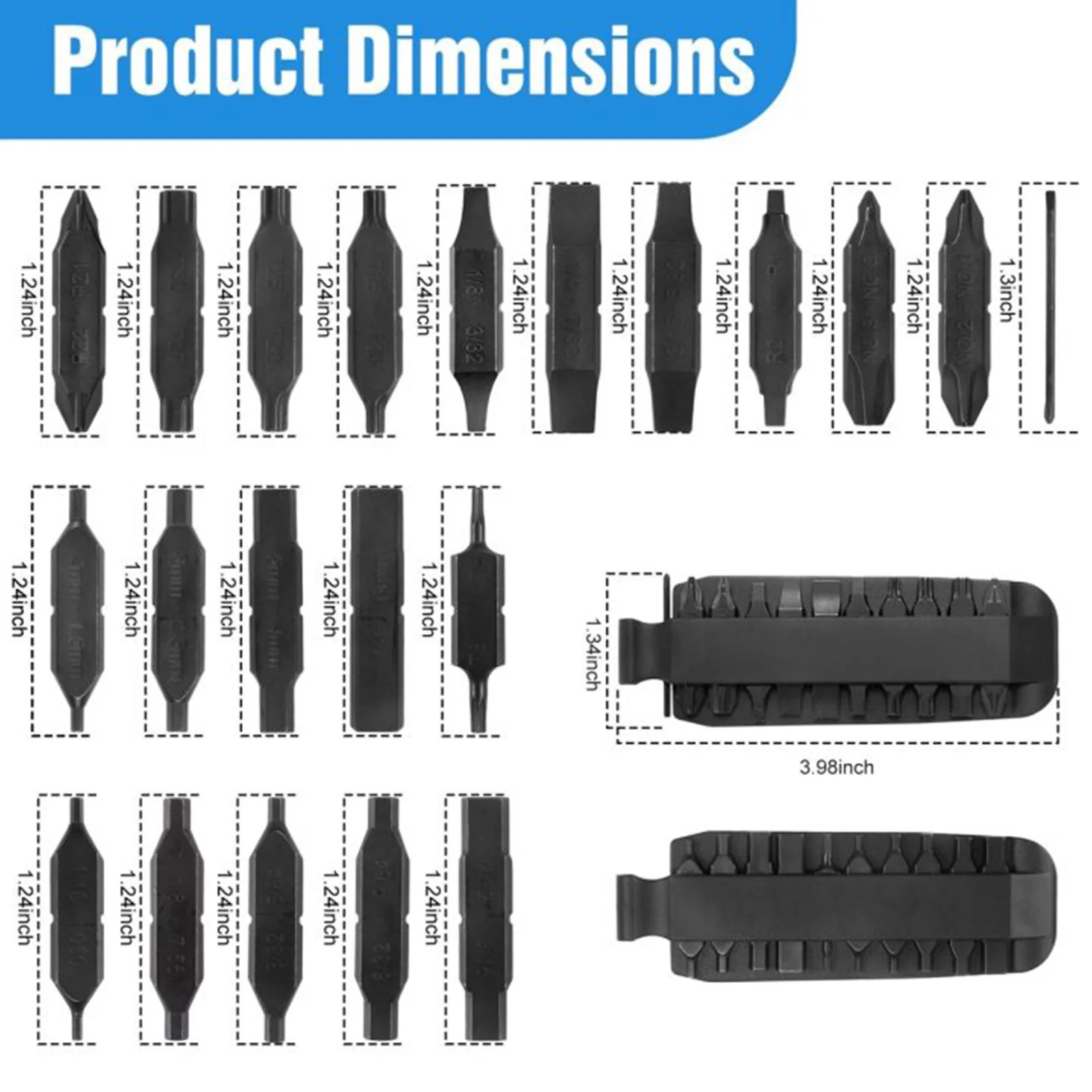 21-teiliges Mini-Bit-Set, doppelseitiges Schraubendreher-Bit-Set aus hartem Stahl, Taschenwerkzeug mit Kreuzschlitz-Sechskant- und Torx-Bits – Detail 5