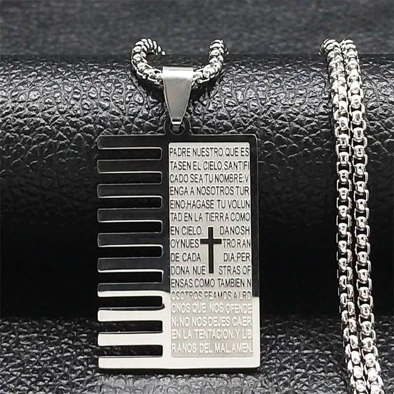 2-Pack Bible Verse Cross Necklace - Stainless Steel & Zinc Alloy, 12 Inch Chain, Prayer Jewelry For Men & Women