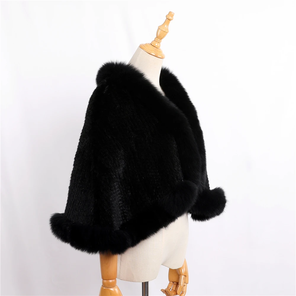 Luxury New Genuine Mink Fur Knitted Shawl Wrap Opera Cape Fox fur Triming  women Lady mink fur coat Jacket Stole Amice Pashmina - AliExpress, image size:1000x1000