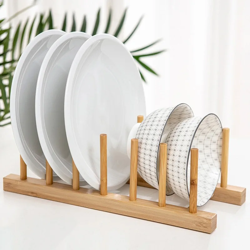 Kitchen Countertop Bamboo Multi-function Flat Dish Drying Rack