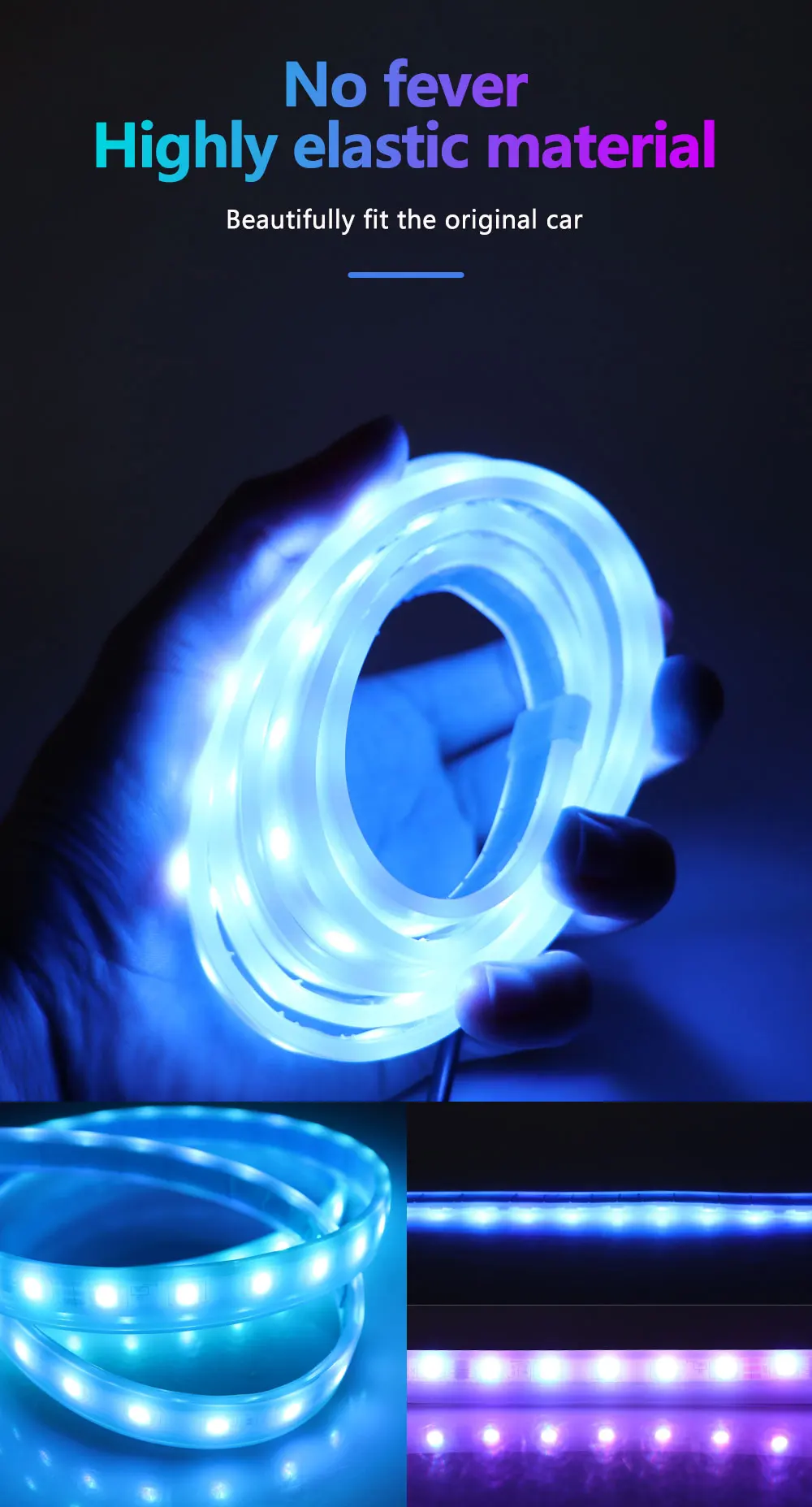 RXZ APP Fernbedienung RGB Led Bunte Auto Scheinwerfer Streifen 12v Universal für Auto Haube Dekorative Licht Tagfahrlicht – Detail 9