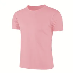 Multicolor Quick-Dry Breathable Men's Athletic T-Shirt - L (Pink)