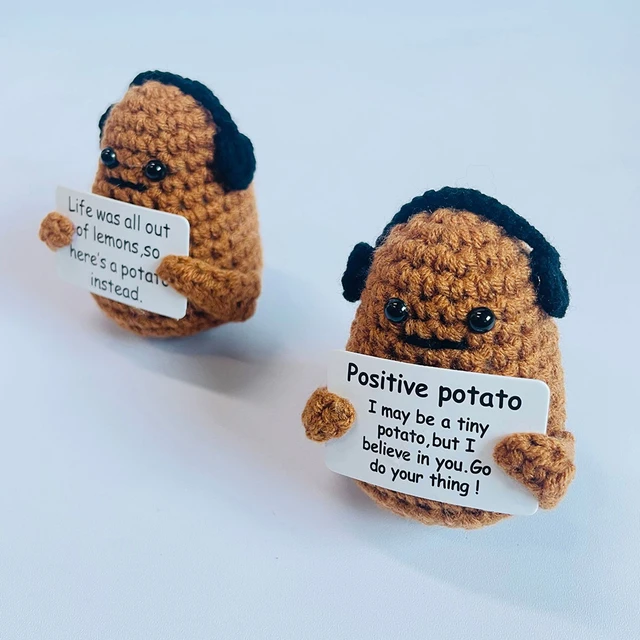 Funny Positive Potato with Positive Card Mini Positive Potatoes Knitting  Inspired Toy Cheer Up Gifts for Friends - AliExpress