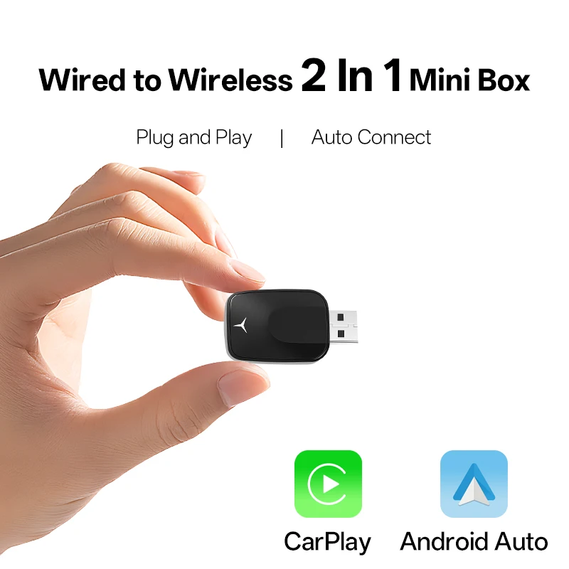 2in1 Wired to Wireless Carplay Adapter Android Auto Smart Dongle Plug Play For A