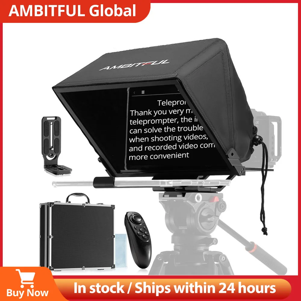 AmbitfulT14BigScreenPrompterProfessionalInterviewFoldableTeleprompterforDSLRCamera