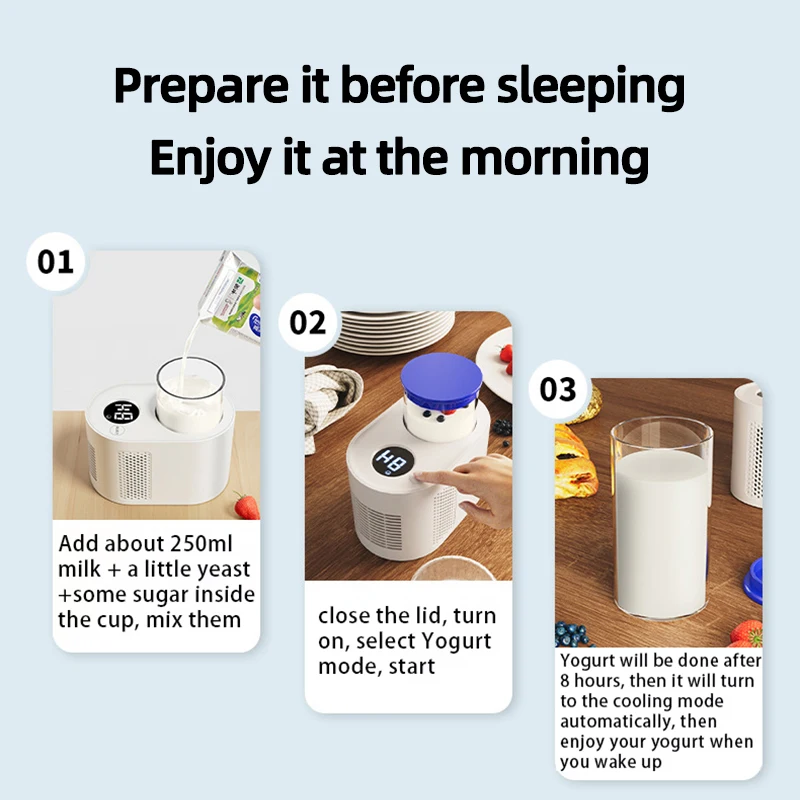 3 In 1 Smart Yogurt Maker Electric Heating Cooling Cup for Home Office Milk Coffee Cup Warmer Cooler Mini Desktop Fridge