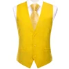 New Light Yellow Men Vest Wedding Solid Silk Waistcoat Neck Tie Hanky Cufflinks Set for Male Suit Business Party Designer Gifts 1