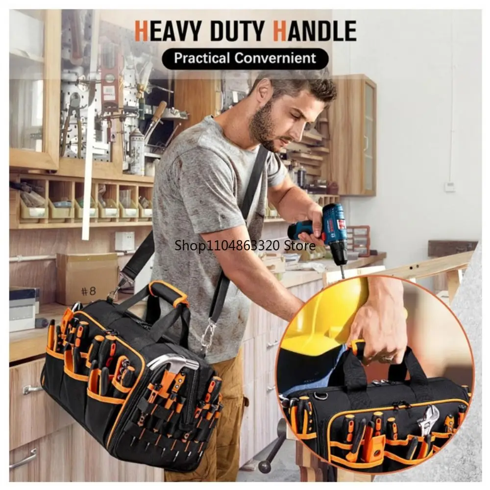 Enhanced Large Capacity Waterproof Tool Bag with Shoulder Strap - Wear-Resistant and Durable Design