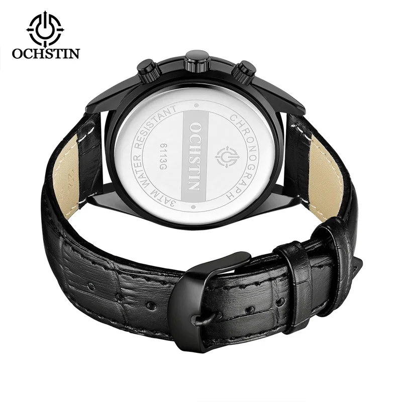 OCHSTIN Men's Watches Top Brand Sport Men Wrist Watch Leather Quartz Watch Sports Waterproof Male Clock Chronograph Function