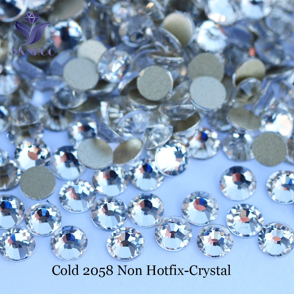 YANRUO 2058NoHF tutti i colori SS16-SS30 Non Hot Fix cucire strass cristallo di vetro 3D Nail Art strass per vestiti del vestito