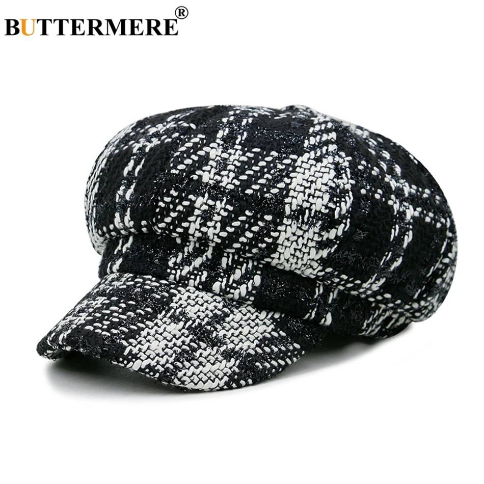 BUTTERMERE Cotton Newsboy Caps Women Spring Autumn Baker Boy Vintage Octagonal Cap Lady Hats Elastic Casual British Beret