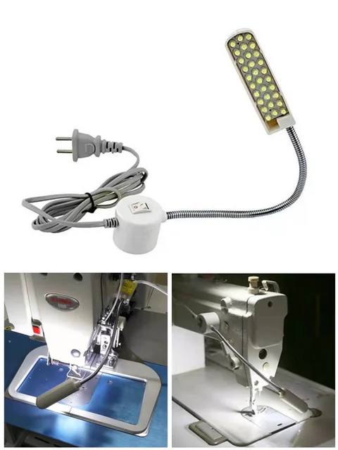 LudoPam Lámpara LED de cuello de cisne para máquina de coser, 30 luces LED  de 110 V con montaje magnético para tornos, bancos de trabajo, soportes de